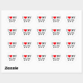 Sticker Rond J'Aime Mon Chien Taureau ! (Feuille)