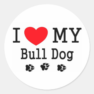 Sticker Rond J'Aime Mon Chien Taureau !