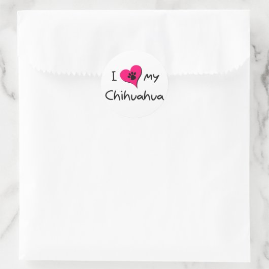 Sticker Rond J'aime mon Chihuahua (Sac)
