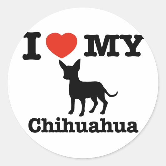 Sticker Rond J'aime mon Chihuahua (Devant)