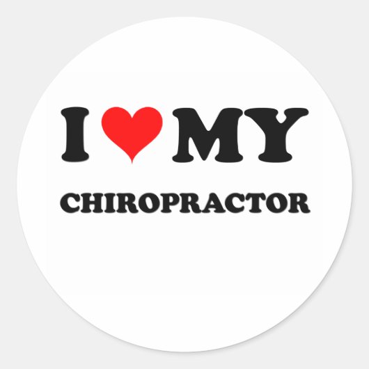 Sticker Rond J'Aime Mon Chiropraticien (Devant)