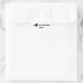 Sticker Rond J'aime mon chocolat Labrador (Sac)