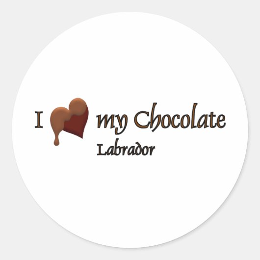 Sticker Rond J'aime mon chocolat Labrador (Devant)