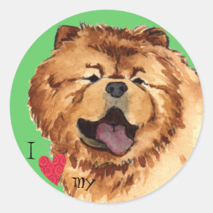 Sticker Rond J'aime mon Chow