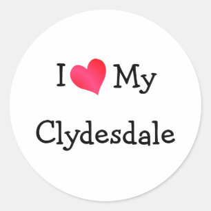 Sticker Rond J'Aime Mon Clydesdale