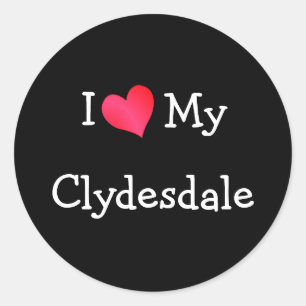 Sticker Rond J'Aime Mon Clydesdale