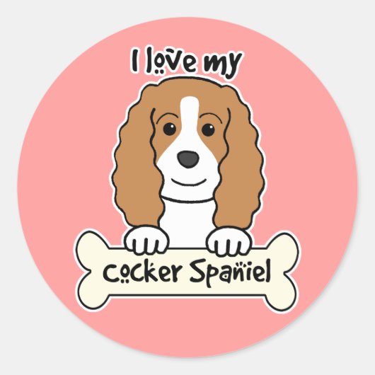 Sticker Rond J'Aime Mon Cocker Spaniel (Devant)