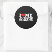 Sticker Rond J'Aime Mon Coeur De Mari Autiste Mon Autisme De Ma (Sac)