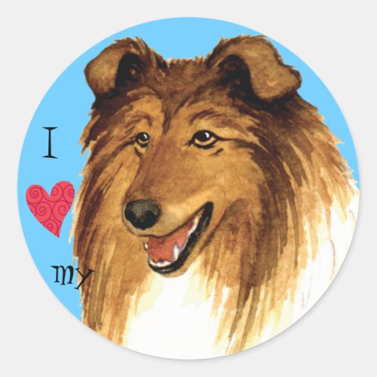 Sticker Rond J'aime mon collie (Devant)