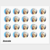 Sticker Rond J'aime mon collie barrée (Feuille)