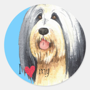 Sticker Rond J'aime mon collie barrée