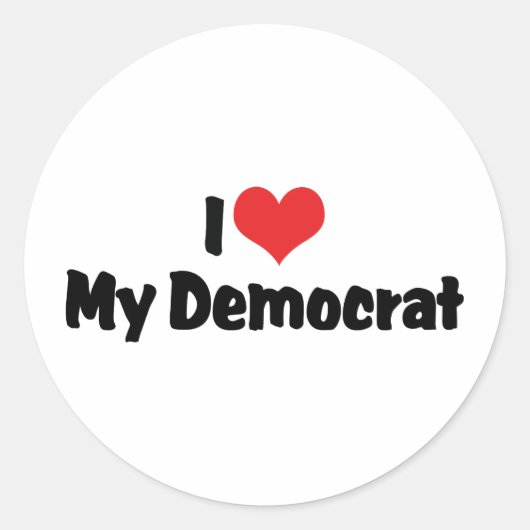 Sticker Rond J'aime mon démocrate (Devant)