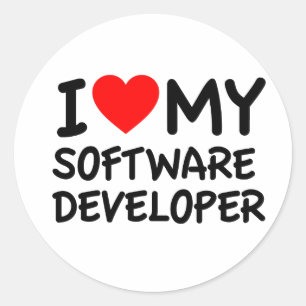 Sticker Rond J'aime mon développeur logiciel