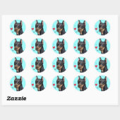 Sticker Rond J'aime mon Doberman (Feuille)
