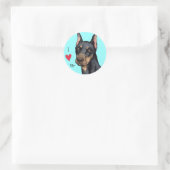 Sticker Rond J'aime mon Doberman (Sac)