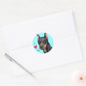 Sticker Rond J'aime mon Doberman (Enveloppe)