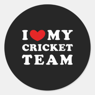 Sticker Rond J'aime mon équipe de cricket