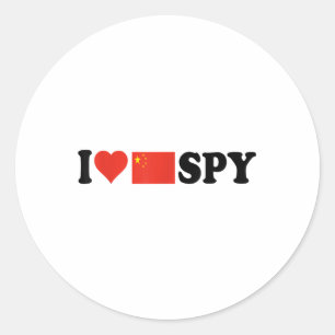 Sticker Rond J'aime mon espion chinois, j'ai coeur l'espion chi