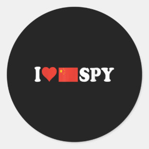 Sticker Rond J'aime mon espion chinois, j'ai coeur l'espion chi