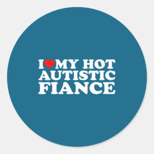 Sticker Rond J'aime mon fiancé autiste sexy, sensibilisation à