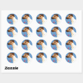 Sticker Rond J'aime mon Fil Fou Fox Terrier (Feuille)