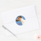Sticker Rond J'aime mon Fil Fou Fox Terrier (Enveloppe)