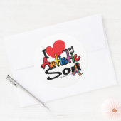 Sticker Rond J'Aime Mon Fils Autiste (Enveloppe)