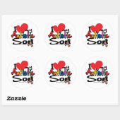 Sticker Rond J'Aime Mon Fils Autiste (Feuille)