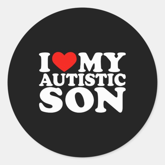 Sticker Rond J'aime mon fils autiste Je coeur mon fils autiste (Devant)