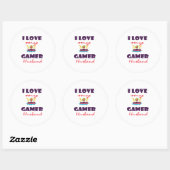 Sticker Rond J'aime mon Gamer Husband Funny Gaming T-Shirt (Feuille)