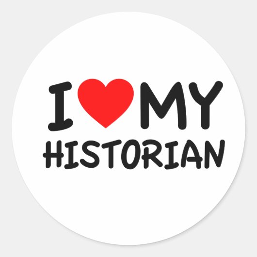 Sticker Rond J'aime mon historien (Devant)
