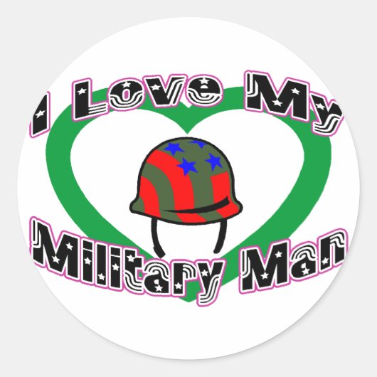 Sticker Rond J'Aime Mon Homme Militaire (Devant)