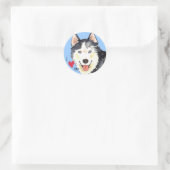 Sticker Rond J'aime mon Husky (Sac)