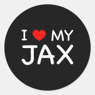 Sticker Rond J'Aime Mon Jax Prénom Rouge Il