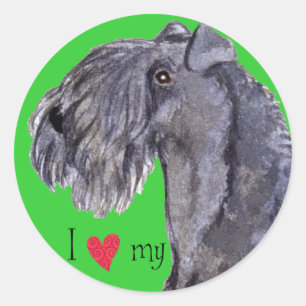 Sticker Rond J'aime mon Kerry Blue Terrier