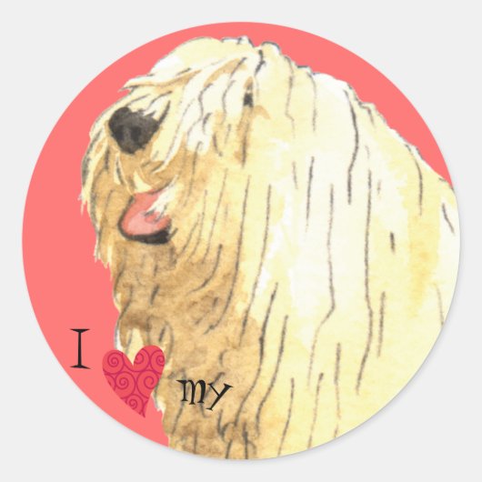 Sticker Rond J'aime mon Komondor (Devant)