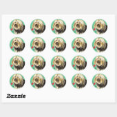 Sticker Rond J'aime mon Lowchen (Feuille)