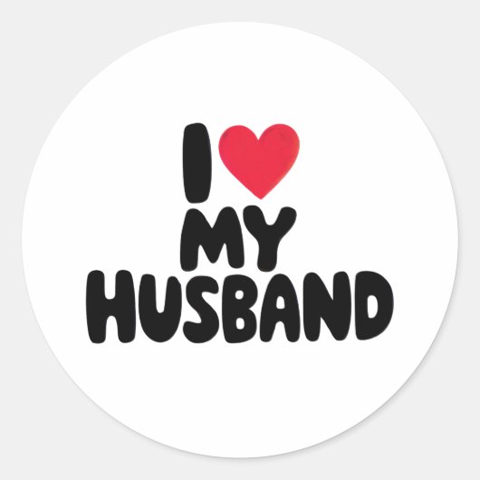 Sticker Rond "J'aime mon mari - Cadeau romantique de la Saint-V (Devant)