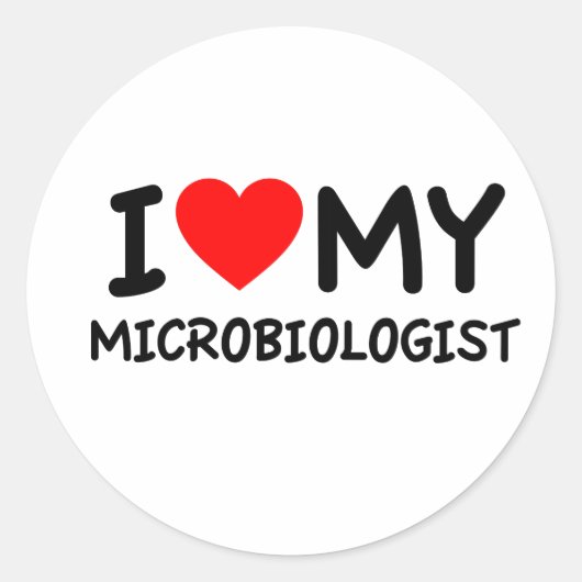 Sticker Rond J'aime mon microbiologiste (Devant)