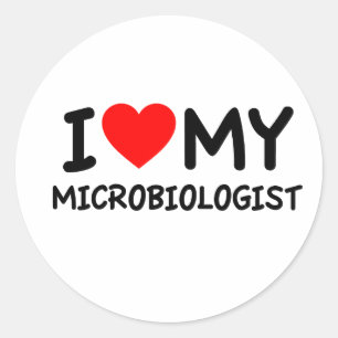 Sticker Rond J'aime mon microbiologiste