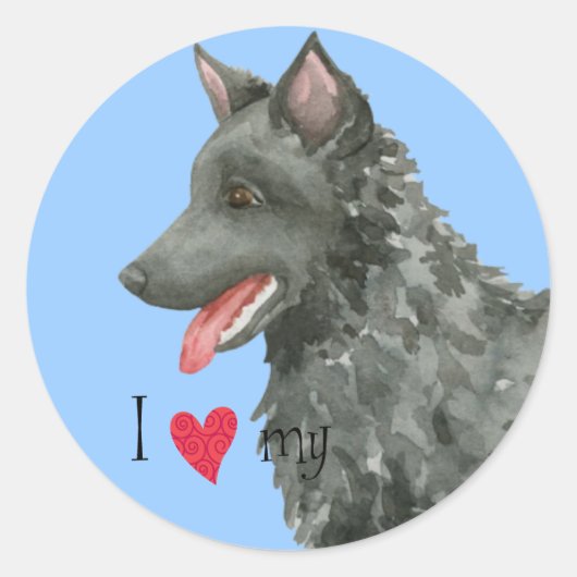 Sticker Rond J'aime mon Mudi (Devant)