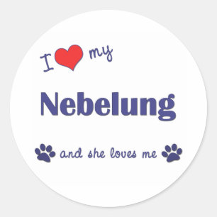 Sticker Rond J'Aime Mon Nebelung (Chat Féminin)
