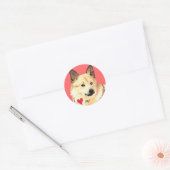 Sticker Rond J'aime mon norvégien Buhund (Enveloppe)