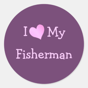Sticker Rond J'Aime Mon Pêcheur