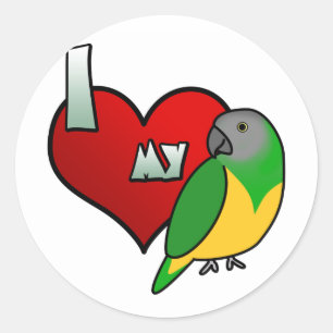 Sticker Rond J'aime mon perroquet du Sénégal