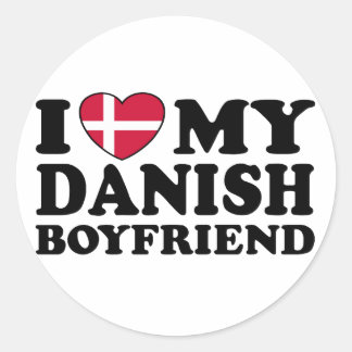Sticker Rond J'aime mon petit ami danois