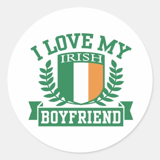 Sticker Rond J'aime mon petit ami irlandais (Devant)