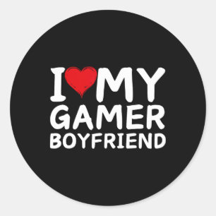 Sticker Rond J'aime mon petit ami joueur cœur bf jeux vidéo 
