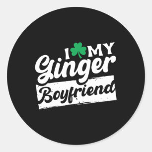 Sticker Rond J'aime mon petit ami roux Shamrock St Pat