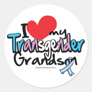 Sticker Rond J'aime mon petit-fils de transsexuel